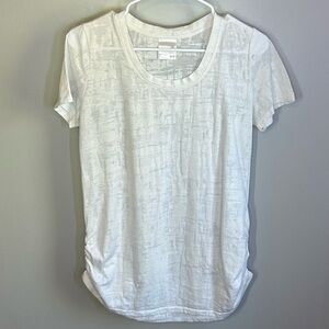 Denver Hayes Semi Sheer Burnout Scoopneck T Shirt with Ruched Sides Size M